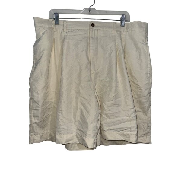 La Cabana Mens Pleated Cream Shorts Size 40 Rayon/Polyester Blend - Picture 1 of 8